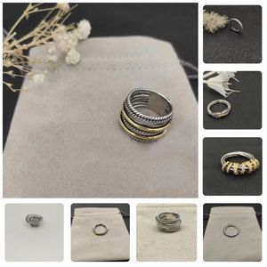 Dy Ring Diamond Designer Ring voor vrouw sieraden Vintage Twisted Blaided Bague Golde goud Silver Lady Ring Pearl Draad Luxe verjaardag cadeau ZH147 H4