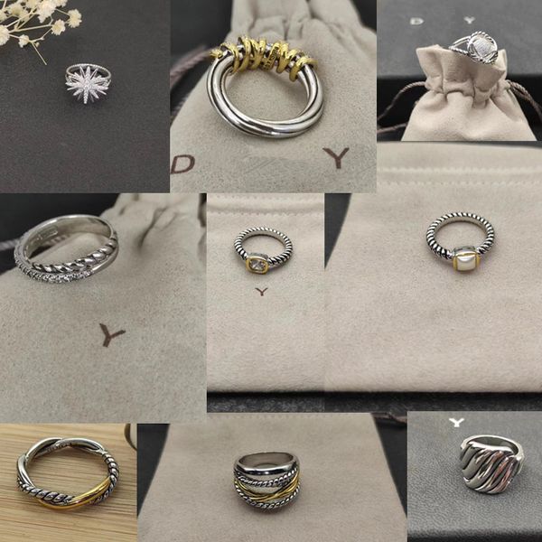 Dy Anneau Twisted Gold Wedding Band Ring For Men Women Gift Cross Set With Diamonds Designer Retro 925 Silver Dy Ring Bijoux de luxe personnalisé avec boîte en gros