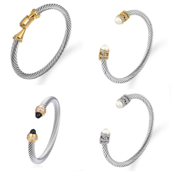 Série DY Designer haut de gamme classique en argent 925 de haute qualité bijoux de luxe bague Yaman manchette torsadée bracelet à breloques bracelet pour femmes et hommes 7MM ligne de crochet en métal cadeau