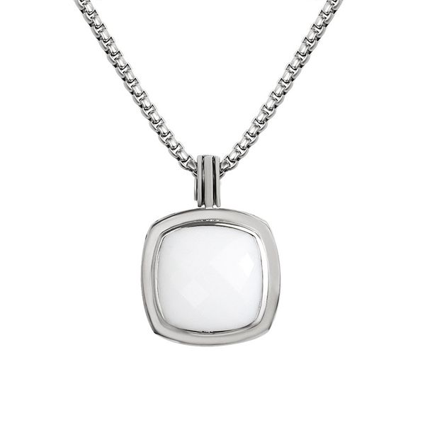 DY Top Designer Collier pendentif de luxe 15 mm carré pierre précieuse en argent sterling 925 collier de diamant bijoux cadeau d'anniversaire pour femmes et hommes