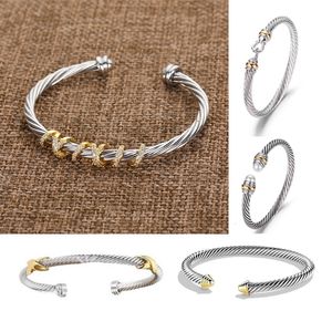 DY gedraaide armband klassieke luxe armbanden ontwerper voor vrouwen mode-sieraden goud zilver Parel kruis diamant hip hot sieraden feest huwelijkscadeau groothandel 14sz#