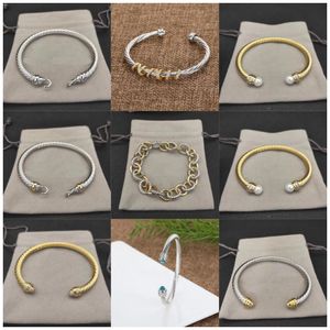 Dy Twisted Bracelet Classic Luxury Bracelets Designer For Women Men Jewelry Gold Silver Pearl Cross Diamond Hip Hot Jewelry Party Wedding Gift Wholesale