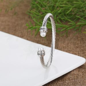 DY gedraaide armband klassieke luxe armbanden ontwerper voor vrouwen mode-sieraden goud zilver Parel kruis diamant hip hot sieraden feest huwelijkscadeau groothandel