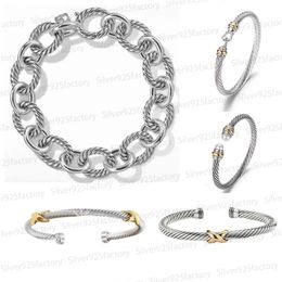 Bracelet torsadé des bracelets de câble de créateur pour femmes pour femmes bijoux de bijoux Gold 925 Silver Pearl Cross Cross Open Bangle Bracelet Party Gift