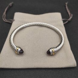 Dy pulsera torcida diseñador brazalete de moda pulsera de lujo mujeres plata azul diamante encanto diseñador brazalete regalos de boda de moda para hombres ZH149 B4