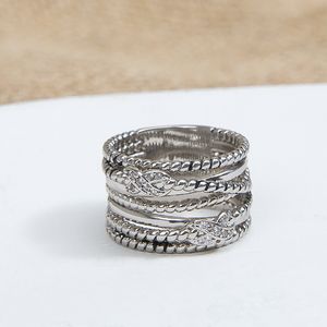 DY Twisted Gevlochten Bandringen Designer Mode-sieraden voor Mannen Vrouwen Klassiek met diamanten 1:1 Ring Kabeldraad Vintage X-vorm Verlovingsgeschenken met doos