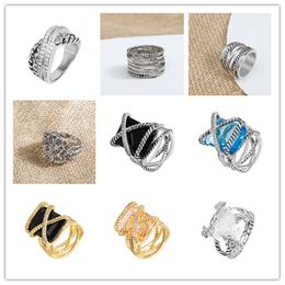 DY Twisted Gevlochten met doos Bandringen Designer Mode-sieraden voor Mannen Vrouwen 925 zilver 18k verguld Met boor Ring Europese en Amerikaanse stijl Verlovingsgeschenken