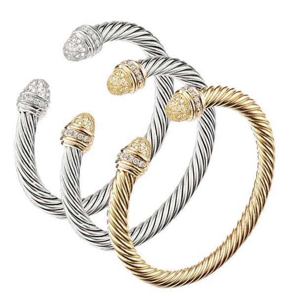 DY Twisted Classique Bracelet De Luxe Designer À La Mode En Acier Inoxydable Titane Fil Corde Mode Femme Avec Diamant Main Bijoux Fête De Mariage Cadeau 2024