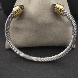 Dy Twisted Designer Bracelet Bijoux Designer pour femmes Bracelet classique plaqué argent câble fil bracelets de luxe brillant diamant bling accessoires zh153 E4