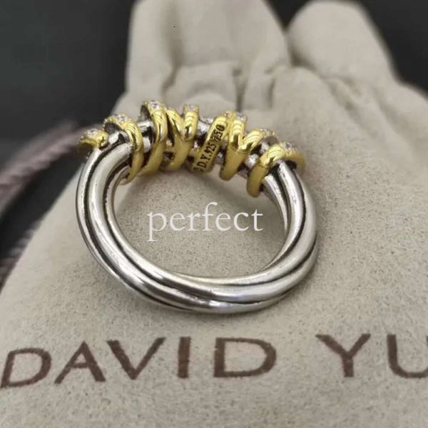 DY Twisted Vintage Band Designer David Yurma Anillos de joyería para mujeres Hombres con diamantes Plata de ley Girasol Chapado en oro de lujo Compromiso Regalo de piedras preciosas 162