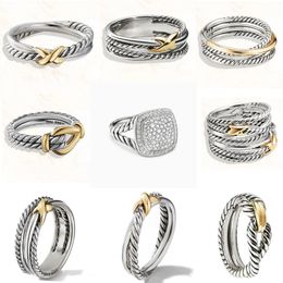 Nieuwe Dy Twistage Vintage Band Designer -ringen voor vrouwelijke mannen met diamanten 925 Sterling Silver Sunflower Luxe verloving Hoge kwaliteit 1: 1 Dy Ring Wedding Sieraden Gift