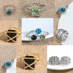 DY Twisted Vintage trouwring ringen voor mannen vrouwen gepersonaliseerde retro paar ontwerper dy ring diamant ingelegd 925 zilveren verloving kerst sieraden cadeau