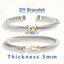 DY Femmes Bracelets Bracelet 1 1 Haute Qualité X Station Câble Série Croix Rétro Ethnique Anneau Pendentif Punk Bijoux 240228
