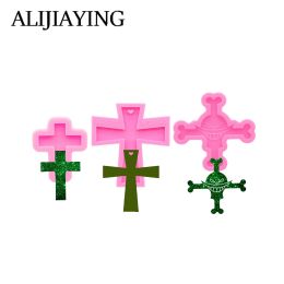 DY0154 Glossy Skull Cross Keychain Resin Mold Diy Art Craft, Chocolate Gummy Candy For Cake Silicone Safe voor zoetwaren