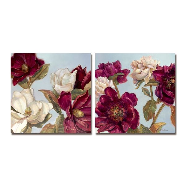 DYC 10061 2PCS Flores Rojas Imprimir Arte Listo para Colgar Pinturas