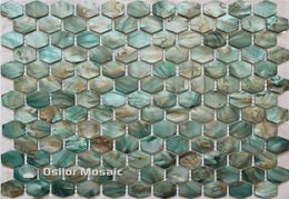 geverfd groene kleur 100 natuurlijke Chinese zoetwater shell parelmoer mozaïek tegel voor kithenwashroom decoratie wandtegel hexago7176992