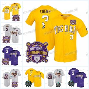 Dylan Crews 2023 CWS Champions LSU Tigers Baseball Jersey Tre Morgan Thompson White Paul Skènes Ty Floyd Thatcher Hurd Garrett Edwards Guidry Custom Lsu Jerseys