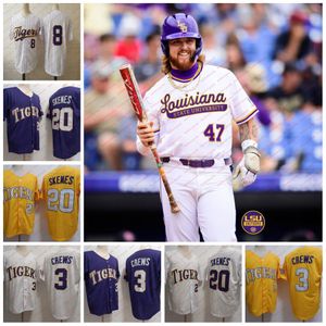 Dylan Crews Tommy White Paul Skenes LSU Tigers Baseball 2023 MCWS National Champs Jersey cousu Hommes Alex Bregman LSU Maillots