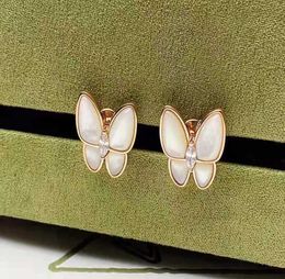 Boucles d'oreilles dynamiques et élégantes Vandes d'oreilles S925 aiguille argentée Fritillaria Butterfly Bijoux de diffusion en direct Gift pour le logo original