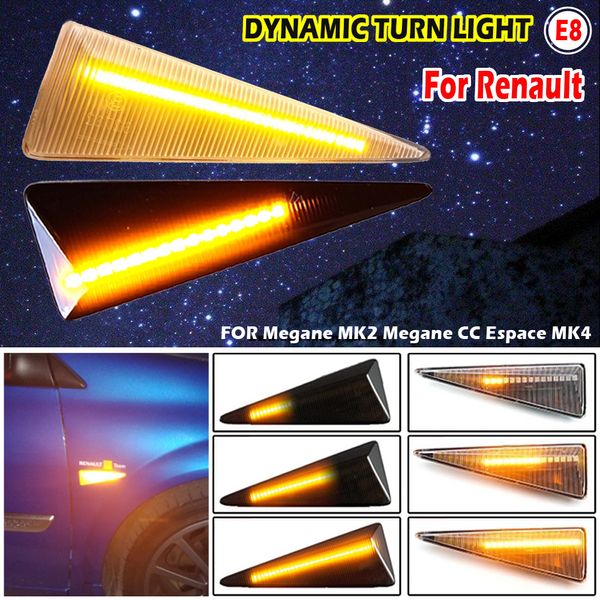 Luz de señal de giro del marcador LED de flujo dinámico para Renault Avantime Espace IV Megane 2 Scenic 2 Vel Satis 02-09 Viento 10-13