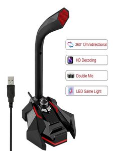 Microphone filaire dynamique USB Studio Gaming 360 Microphone omnidirectionnel pour ordinateur de bureau professionnel double micro LED7285048
