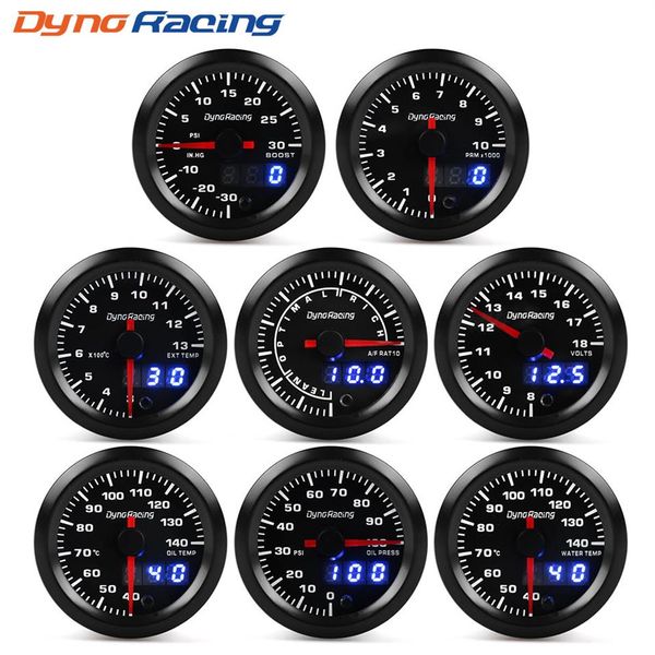 Dynoracing, 2, 52mm, 7 colores, LED de doble pantalla, aumento de la temperatura del aceite del agua, voltímetro de presión de aceite, relación de combustible y aire, tacómetro EGT para coche Ga210x