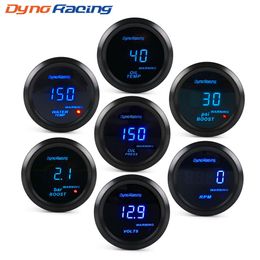 Dynoracing 2 52mm Car Digital Turbo Boost Gauge PSI BAR Temperatura del agua Temperatura del aceite Medidor de presión de aceite Voltímetro Tacómetro Rpm gaug203h