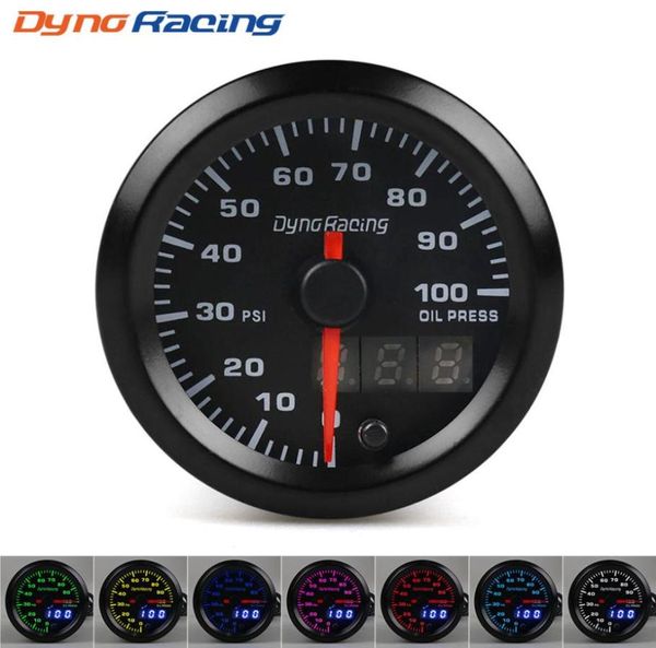 Dynoracing 2039039 52mm double affichage manomètre d'huile 7 couleurs Led 0100PSI manomètre de presse à huile avec moteur pas à pas compteur de voiture B4383114