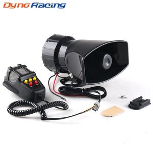 Dynoracing Alarme d'avertissement de voiture à 5 sons Sirène d'incendie de police 130dB Klaxon d'air PA Haut-parleur 12V 80W Accessoires de voiture Alarme d'avertissement de voiture238I