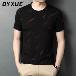 Dyxue merk zachte koreaanse korte mouw ontwerper nieuwe t-shirts voor heren o nek zomer casual tops cool luxe 2022 katoenen afdrukken Y220426