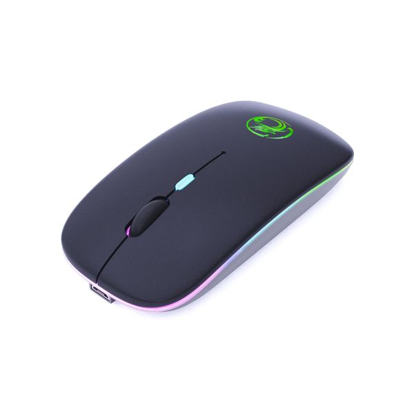 E-1300 Souris sans fil rechargeable Souris Bluetooth RVB lumineuse Souris ergonomique silencieuse pour PC portable avec récepteur USB Nano dans une boîte de vente au détail