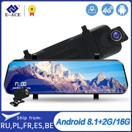 E-ACE 4G GPS-navigators 10 inch auto DVR 1080P Videorecorder Achteruitkijkspiegel DVRS met WiFi Buletooth Android Adas