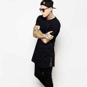 E-BAIHUI 2017 Nostalgische Nieuwe Kleding Heren Zwarte Lange t-shirt Mannen Tops hiphop T-shirt Mannen Korte Mouw Longline casual Tee shirts317O