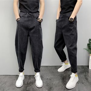 E-Baihui 2022 Nouveau Style Hommes Solide Couleur Pieds Jeans Casual Denim Pantalon Lâche Mode Bas De Gamme Sarouel avec Ceinture Pantalon Noir
