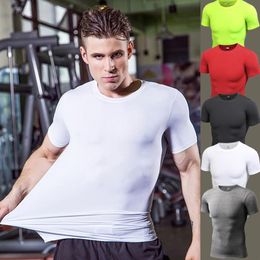 E-BAIHUI compressão masculina apertada camiseta de treinamento elástico rapidamente seco topos fitness roupas de futebol musculação masculino camiseta 4235y