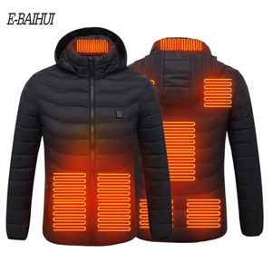 E-BAIHUI Verwarmde jassen Dons Katoen Warm Winter Heren Dames Cothing USB Elektrische verwarming Capuchon Thermische jas Snel schip Aziatisch 3224