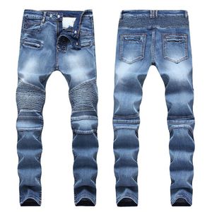 E-BAIHUI Jeans ajustados desgastados y desgastados para hombre Jeans de diseñador de moda Slim Motorcycle Moto Biker Causal Pantalones de mezclilla para hombre Hip H234c