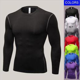 E-BAIHUI t-shirt zomer Lange Mouwen fitness t-shirt sneldrogend Sport running T-shirts Casual heren Effen kleur Ademend t-2681