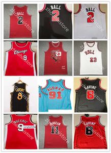 E Basketball Jersey Derrick 1 Rose 11 DeMar DeRozan Mens 23 Dennis 91 Rodman Scottie 33 Pippen Red White Black Black Stripe Retro Jerseys