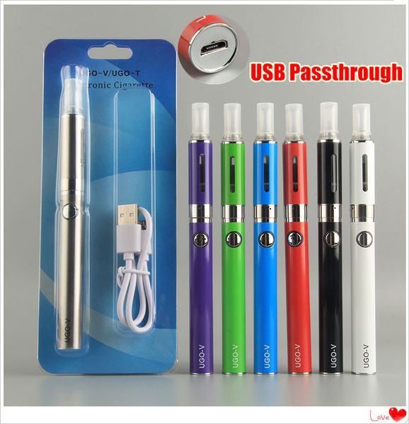 E cig 650 900 mAh USB Pass Through UGO V MT3 E Cigatette Starter Kit Blister eVod ugo MT3 Clearomizer vape kit e cigarrillos vaporizador pluma