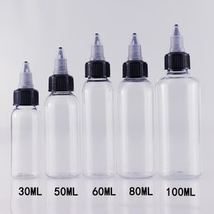 E Cig Botellas cuentagotas de plástico con tapas giratorias 30ml 50ml 60ml 100ml 120ml Forma de pluma Botella de unicornio Botellas vacías para mascotas para E-Liquid