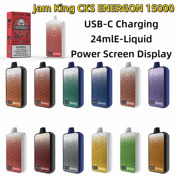 E Cigarette jetable Vape Puff 15K Jam King CKS ENERGON 15000 24 ml Prérempli USB-C Charge E Écran Liquide Affichage Mesh Coil EU Entrepôt en gros saveur de jus