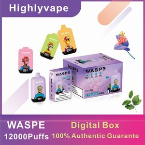 E cigarette jetable vape bouffée bar vapers 10K 12K bouffées de guêpe 12000 vape pod stylo écran LCD numérique montre la capacité de la batterie ejuice