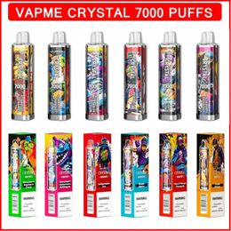 E-sigaret Euro Hot VAPME Crystal 7000 Rookwolken Wegwerpvape-pen Oplaadbaar 650mAh Batterij Voorgevuld 14ml Pods Karren Mesh Coil 12 Smaken 0/2/3/5%