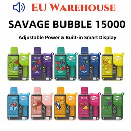 Sigaretta elettronica SAVAGE BUBBLE 15k puff bar Penna Vape usa e getta Blocco bambini poco Smart display integrato 650mAh Ricaricabile 28ml cristallo vape fabbrica vapes vs Randm Mrvi bar