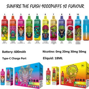 E Cigarette Sunfire Puff 9000 Tornado Vape 9000 Disposable Vape Pen 18ml JUICE FALLE FALLE MESH COIL ALIMBLABLE VS R AND M RM BAN BAND 9K 12K VAPE BOX POLANDE FRANCE VENTE HOT VENTE