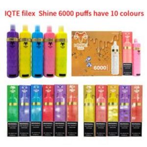 E-Zigaretten 2023 Original 100 % IQTE FILEX Shine 6000 Züge 15 ml Vorgefülltes Gerät Einweg-Vape Autorisiert 10 Farben