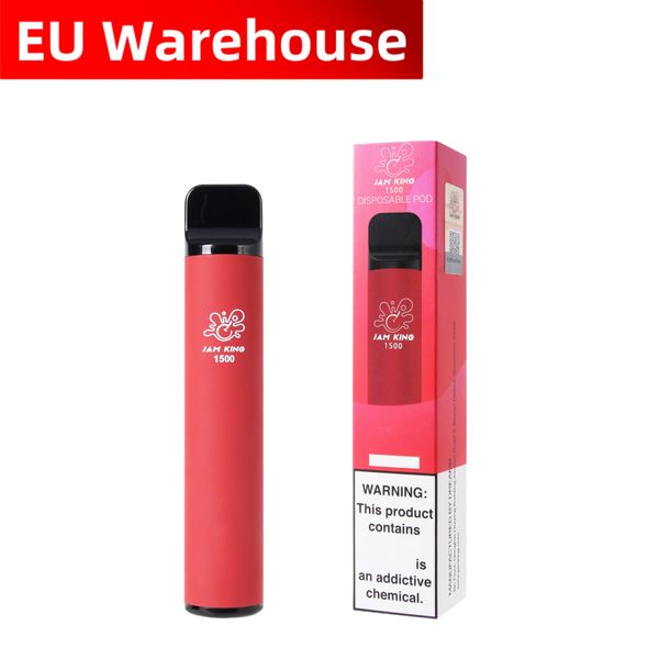Cigarettes électroniques vape jetable Jam King 1500 vape desechable saveurs de jus d'entrepôt de l'UE 1500 PUFF VAPE PEN 4,8 ml prérempli 850 mAh batterie 2% 20 mg elfbar vape en gros