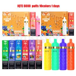 E Cigarettes Nouveau 100% Original IQTE FILEX Shine 6000 Puffs 850mah Dispositif prérempli Vape jetable autorisé 10 couleurs Crystal Vape