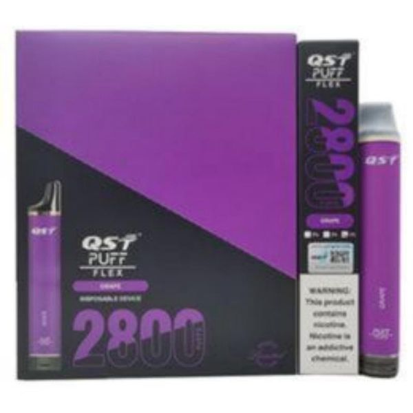 E Cigarettes Original 100% QST Puff flex 2800puffs 8ml 0% 2% 5% vapes bouffée jetable Meilleure batterie autorisée 28 saveurs Entrepôt local